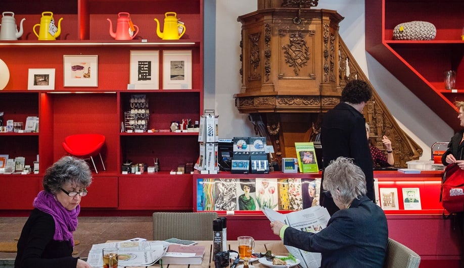 MVRDV's converted chapel serves as an entrance and gift shop at the Stedelijk Museum Schiedam
