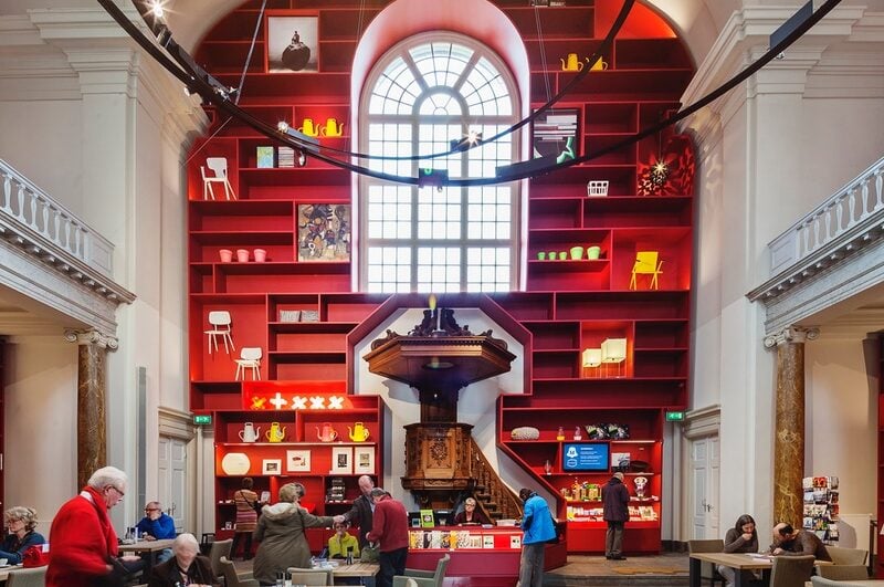 MVRDV's converted chapel serves as an entrance and gift shop at the Stedelijk Museum Schiedam