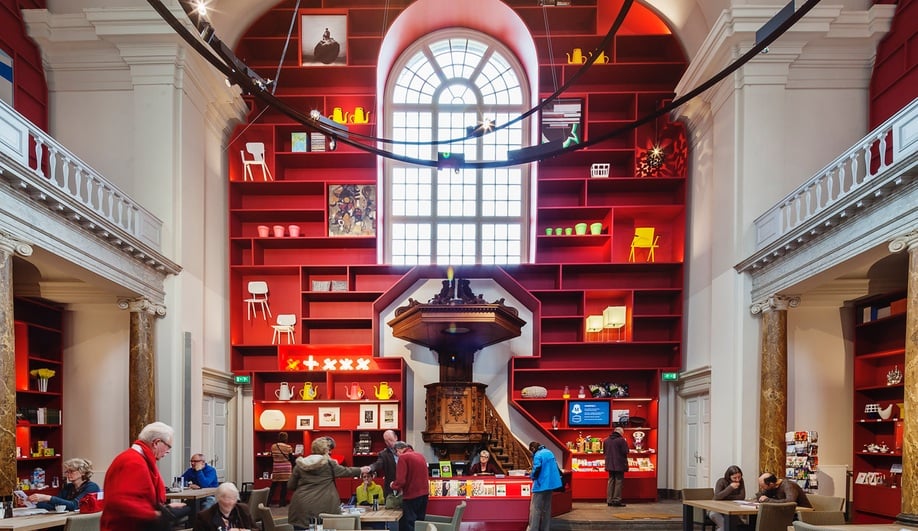 MVRDV's converted chapel serves as an entrance and gift shop at the Stedelijk Museum Schiedam