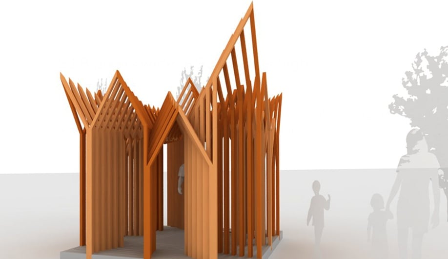 The Twelve-Sukkah, by Yong-In Kim, Nicolas Vernoux-Thélot and Moonyong Jeong of Paris, France.