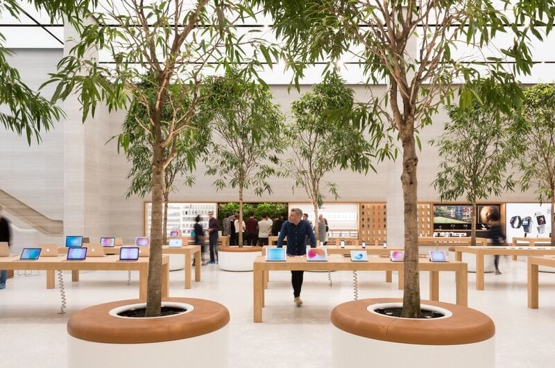 The new Apple store on London's Regent Street, with interiors by Foster + Partners
