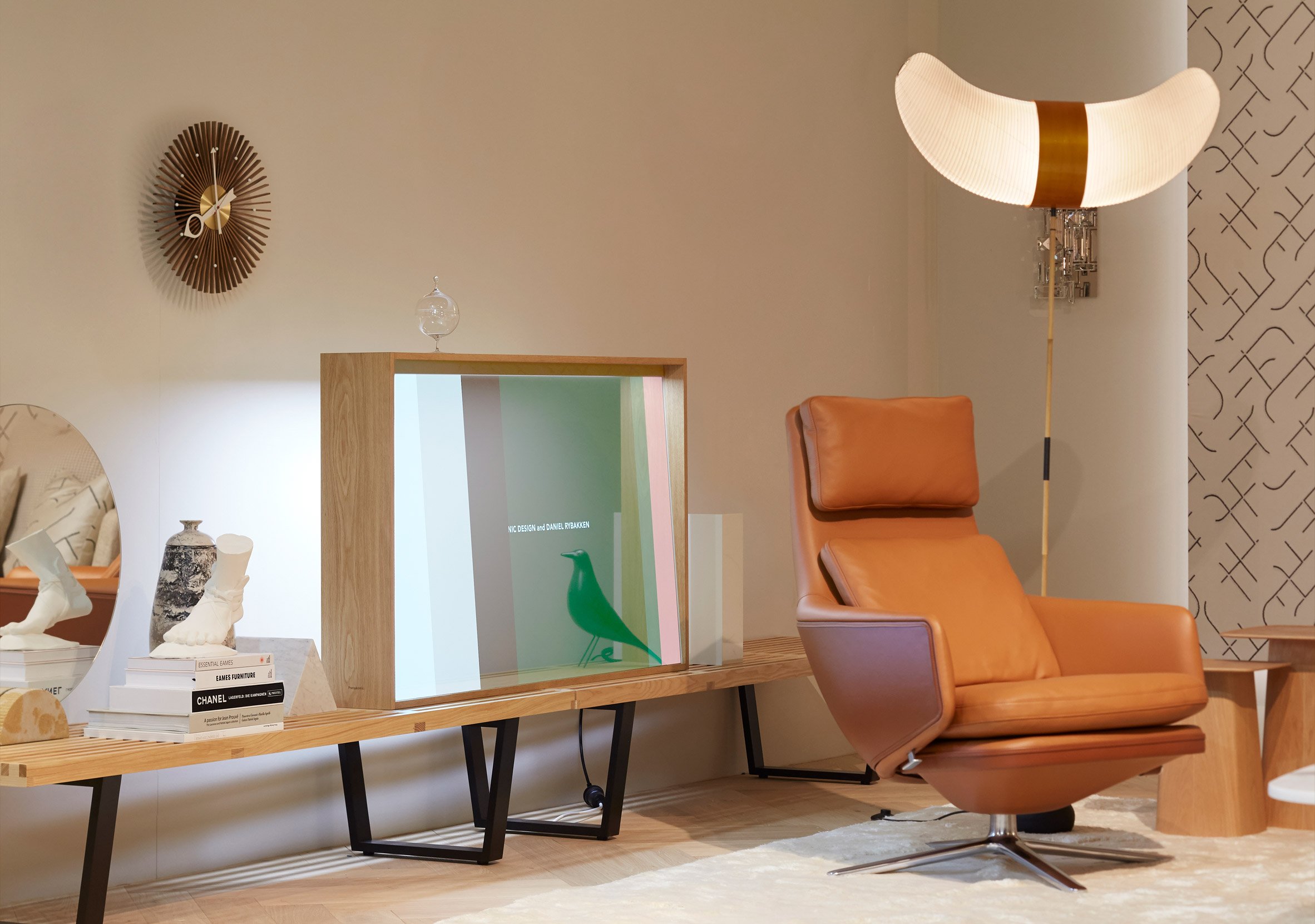 Panasonic Vitrine turned on, television designs, Vitra