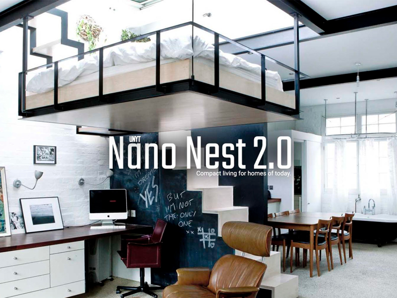 text reads Nano Nest, interior space