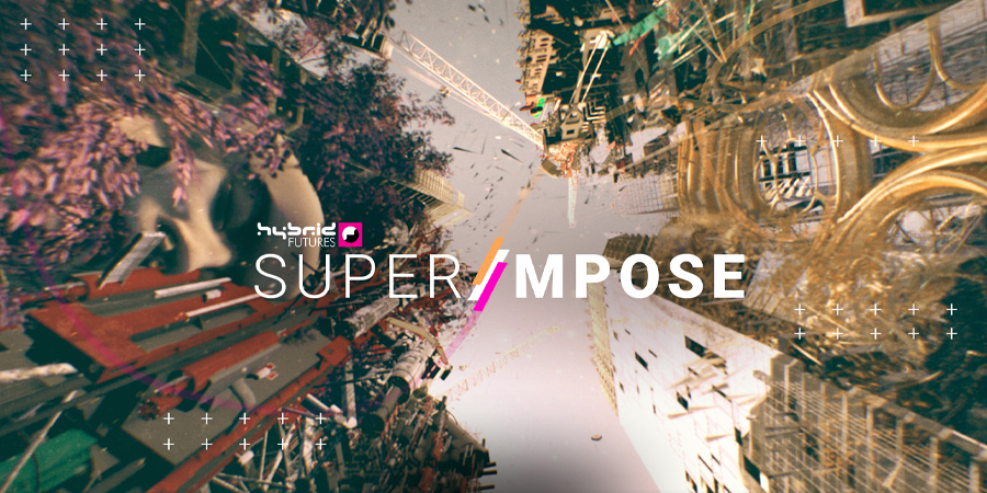 futuristic scene with text Super//Impose