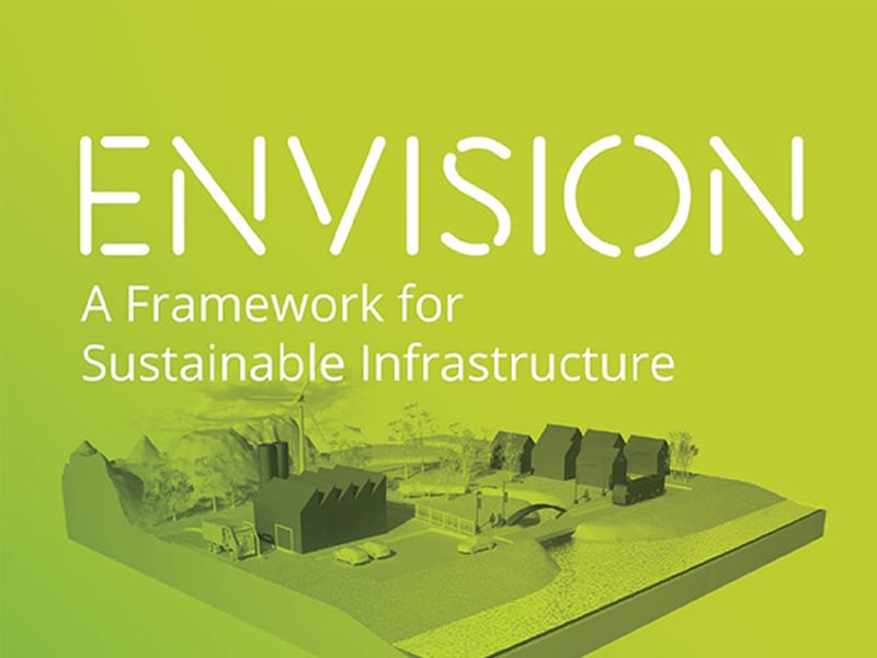 graphic for Envision Webinar, text reads: A Framework for Sustainable Infrastructure