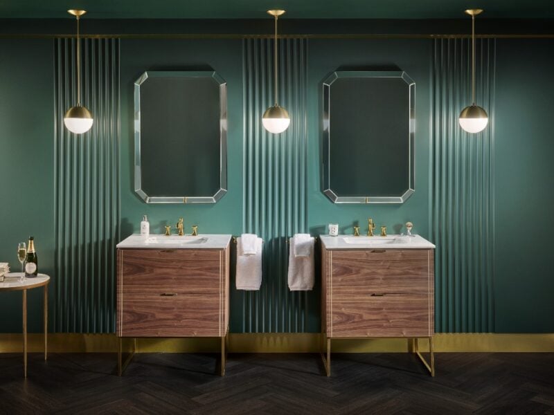 Wood washroom vanity