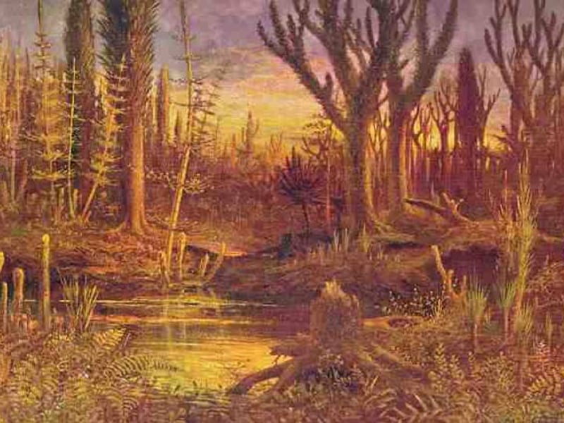 Artistic depiction of early Devonian land-flora.
