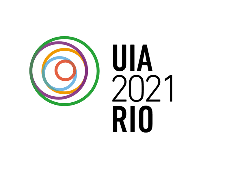 UIA 2021 Rio next to concentric circles in various colours