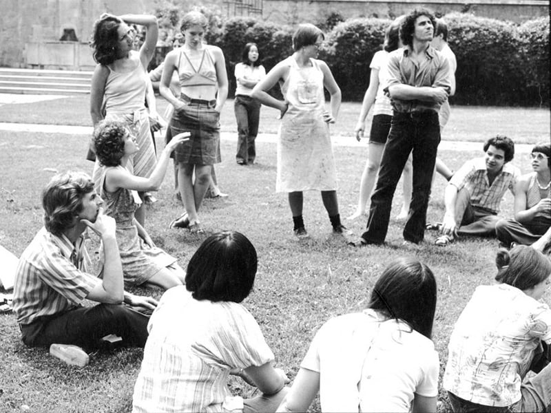 Black and white photo of students of the Cranbrook Academy of Art