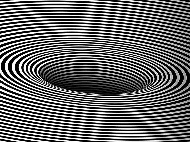Circular black and white optical illusion