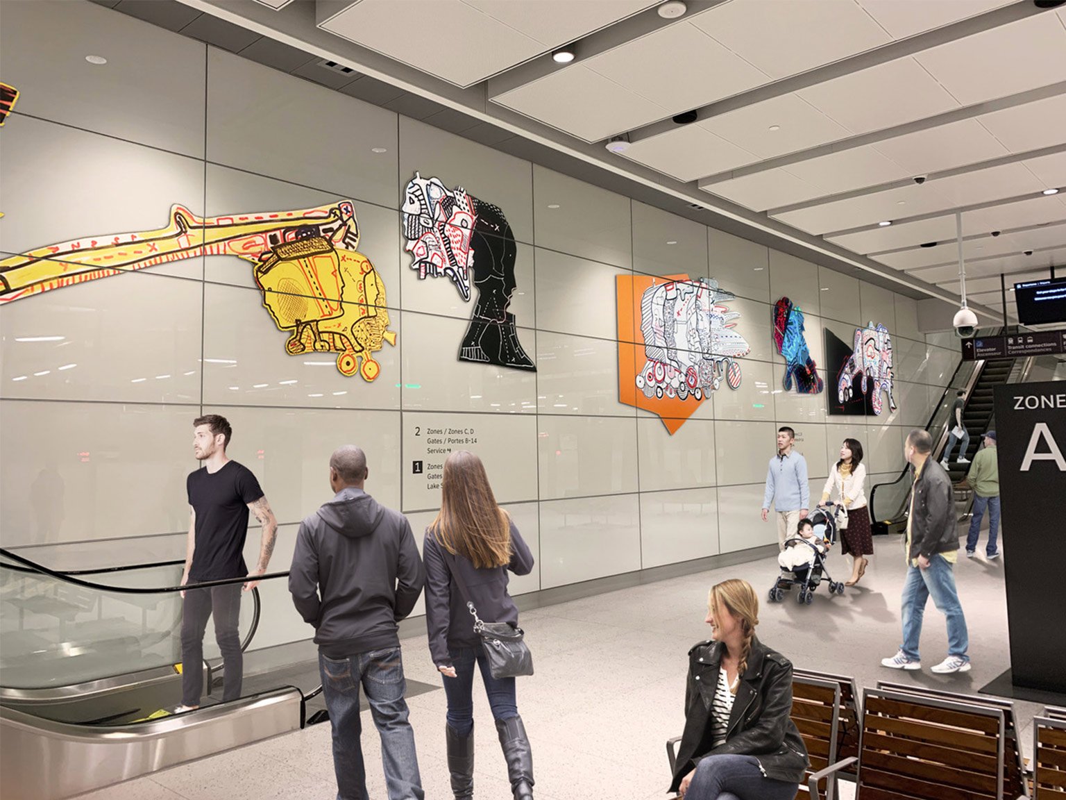 Art installation in public transit station