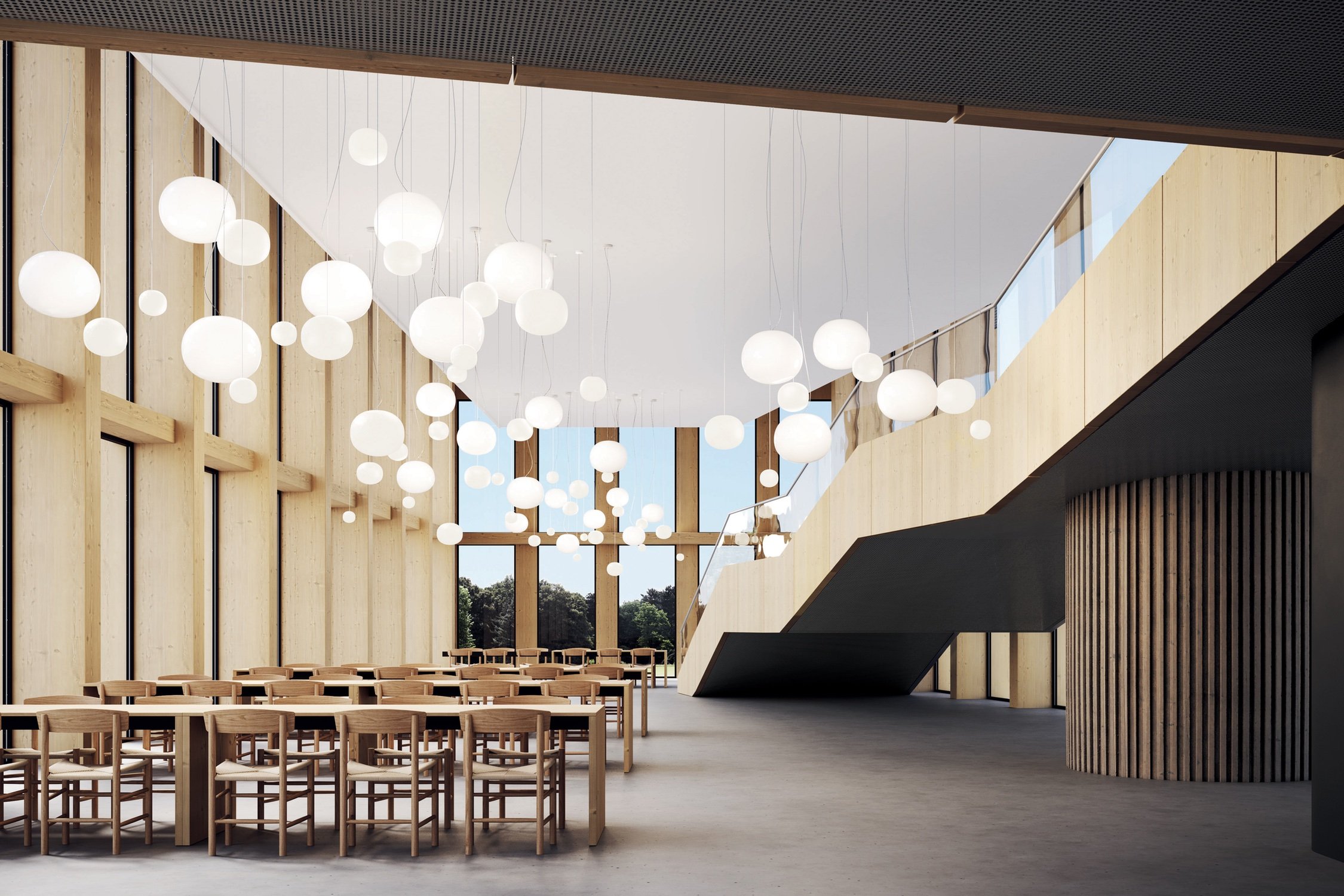 Lodes Volum lighting by Snøhetta shown in a library setting