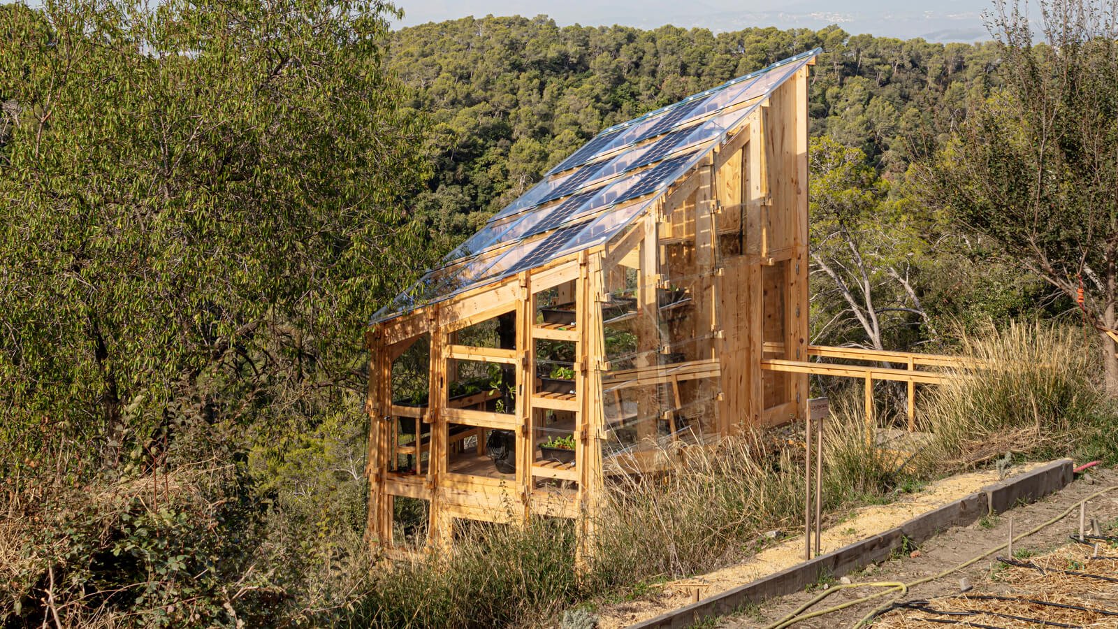 IAAC Valldaura Labs solar greenhouse as seen from above