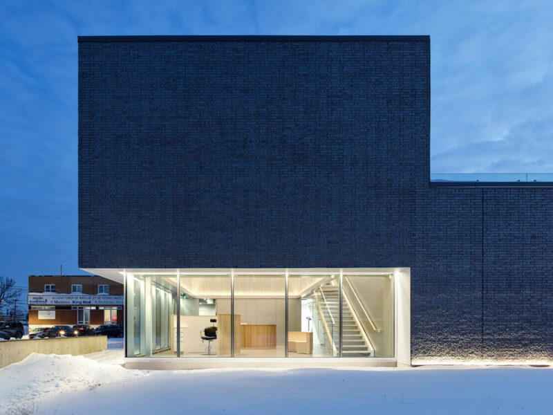 A view of the ground floor consultation spaces from the exterior