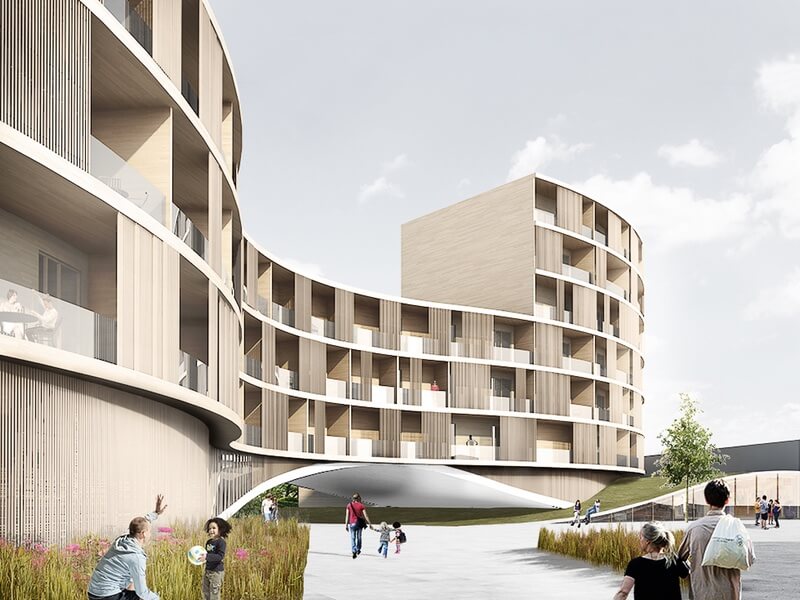 Architecture at Zero sustainable living complex rendering