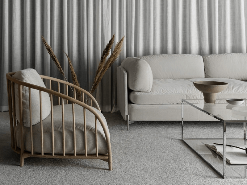 January Furniture show 2023 light grey couch and sofa chair