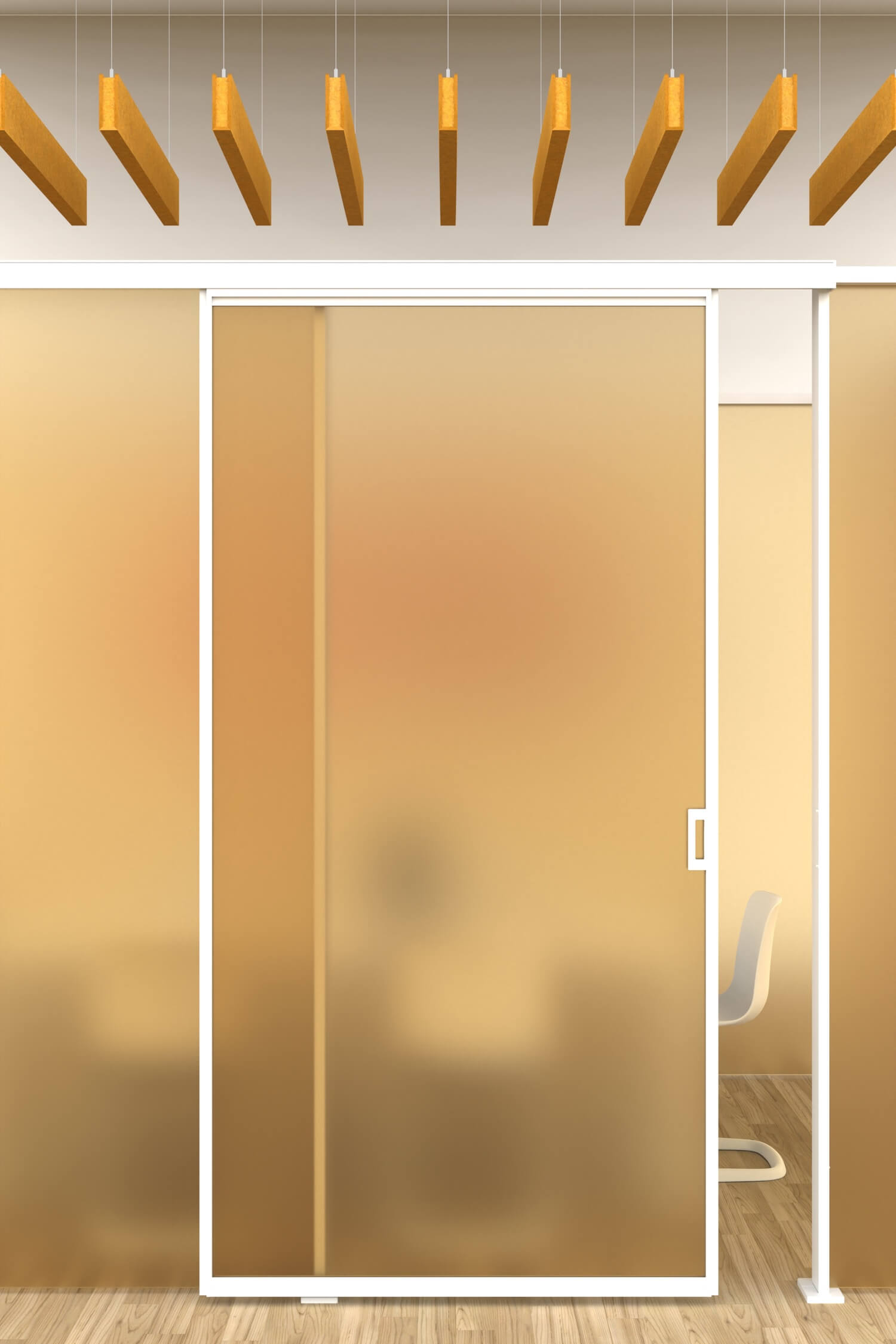 orange office glass partition wall