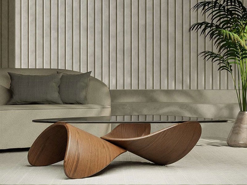 Ideasxwood interior modern glass table with organic wooden base