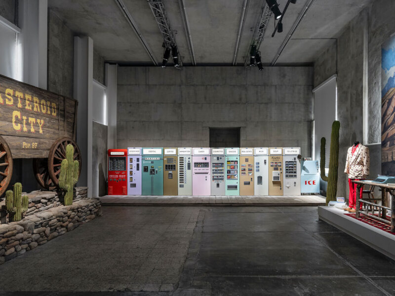 Wes Anderson's Fondazione Prada exhibition Asteroid City includes the vending machines selling all manner of items.