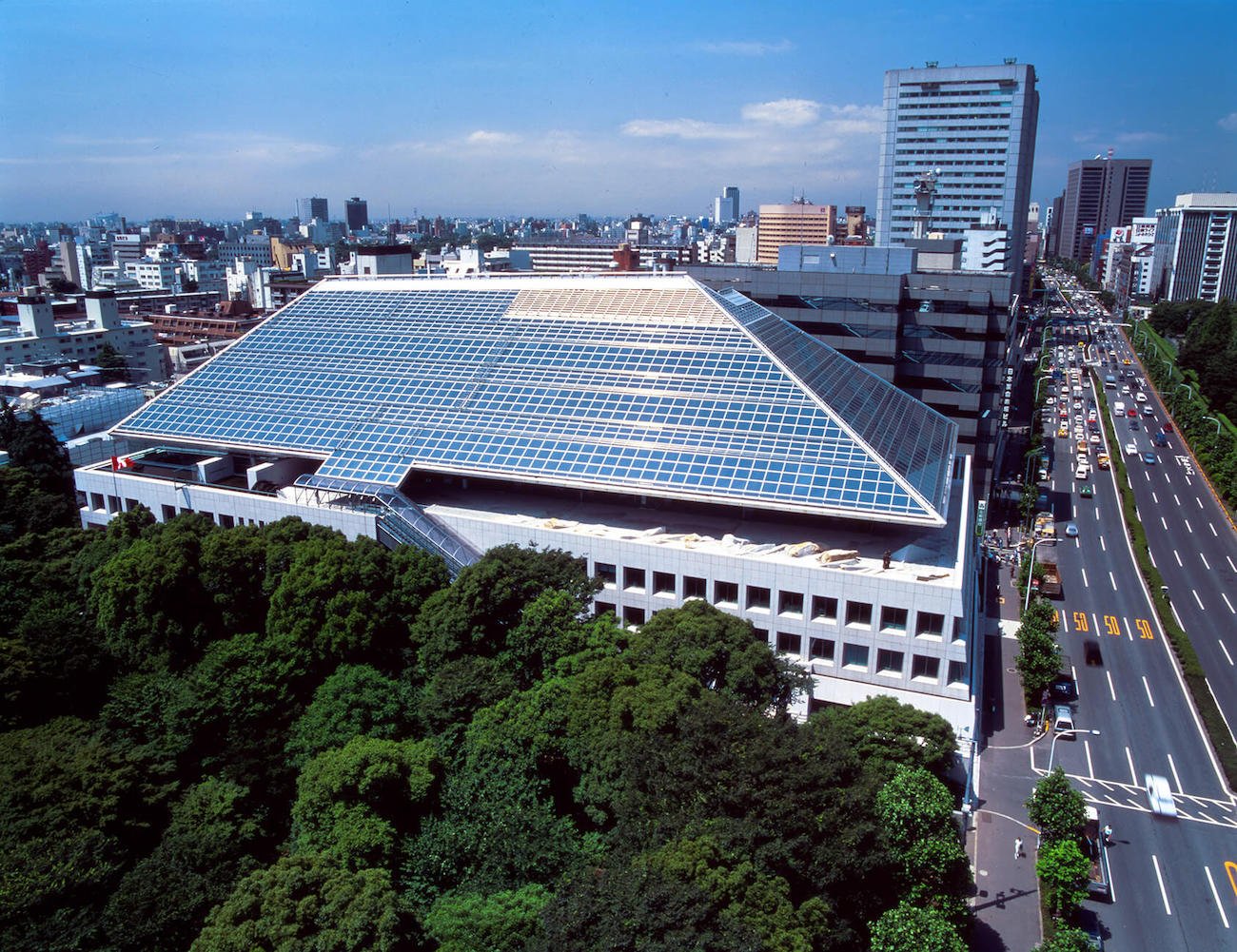 The Embassy of Canada to Japan, exterior view, designed by Raymond Moriyama.