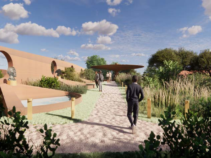 a digital rendition of a outdoor walkway
