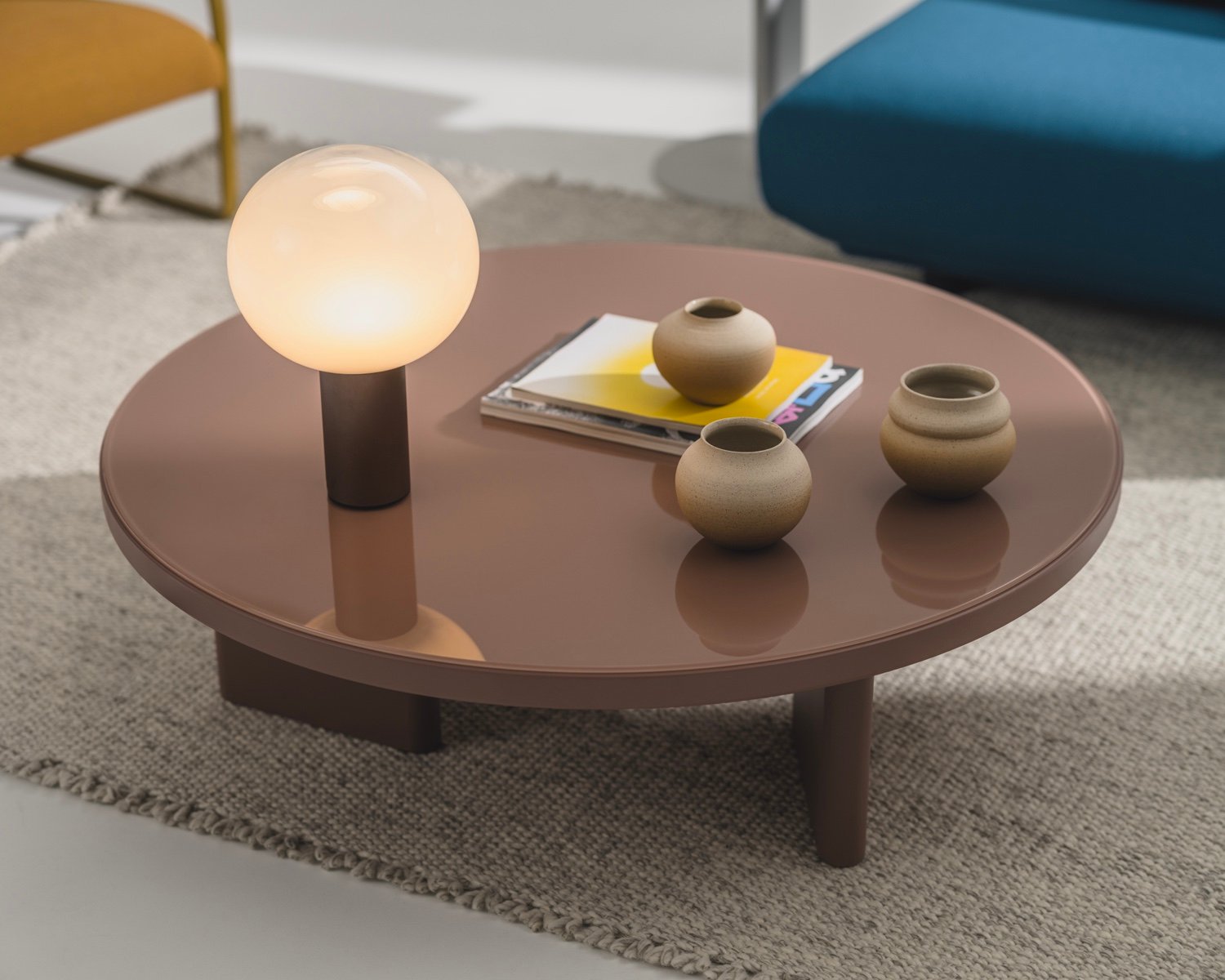 Round brown coffee table