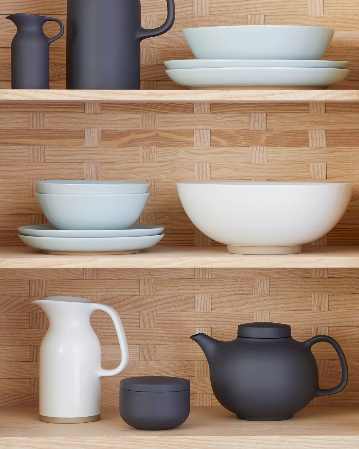 Olio dishes in shelf