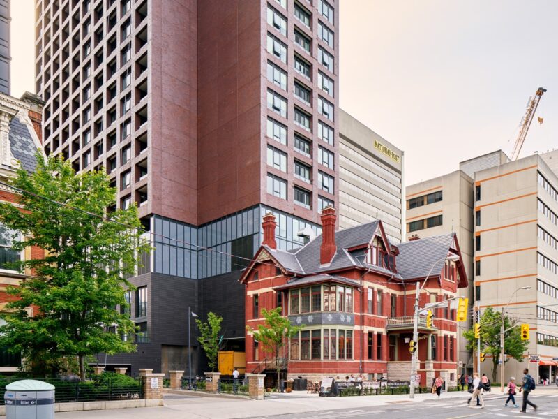 The Selby, a Toronto high-rise complex integrated the 1882 Gooderham Building, which was fully preserved, restored — and moved several feet closer to the sidewalk.