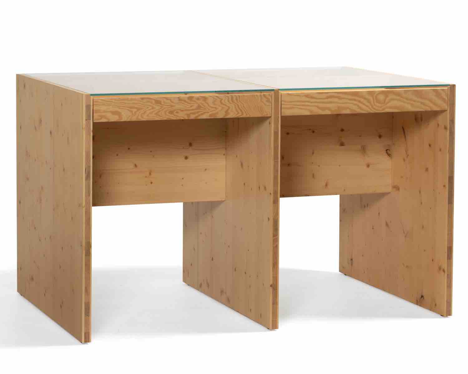Wooden table with glass top