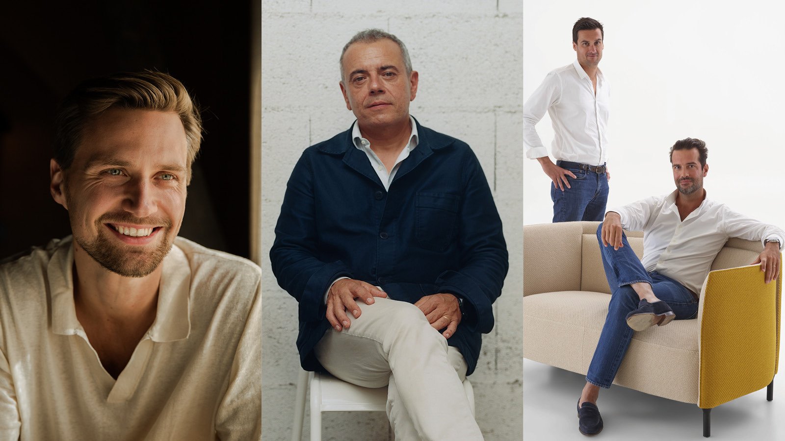 Portraits of the creative directors of furniture brands Audo Copenhagen, Tolix and Ligne Roset