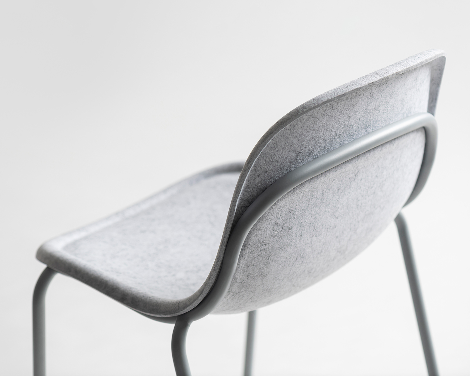 Close up of recycled plastic felt chair