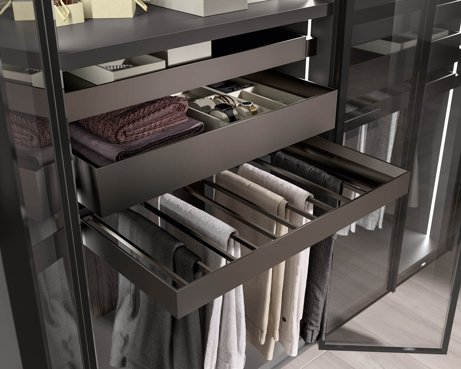Walk-in Fluida Wardrobe designed by Vuesse and Scavolini