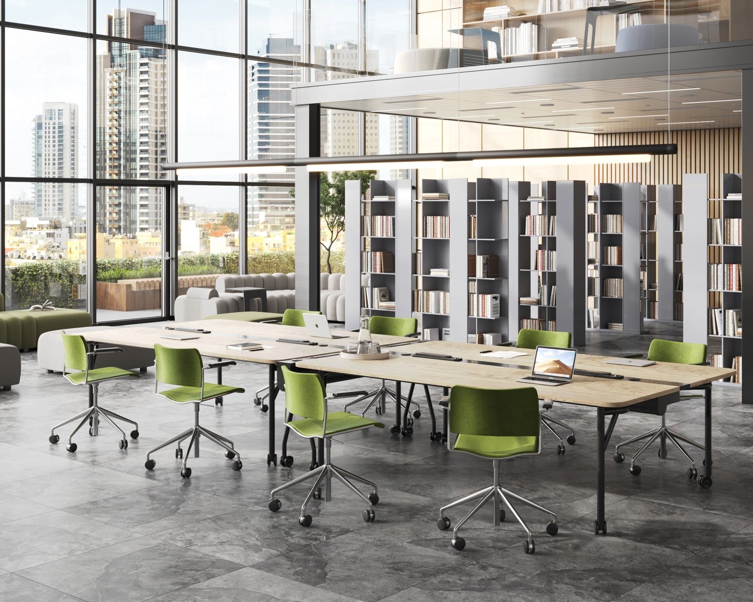 Folding Surfaces Bench Desks by Jones & Partners for Howe