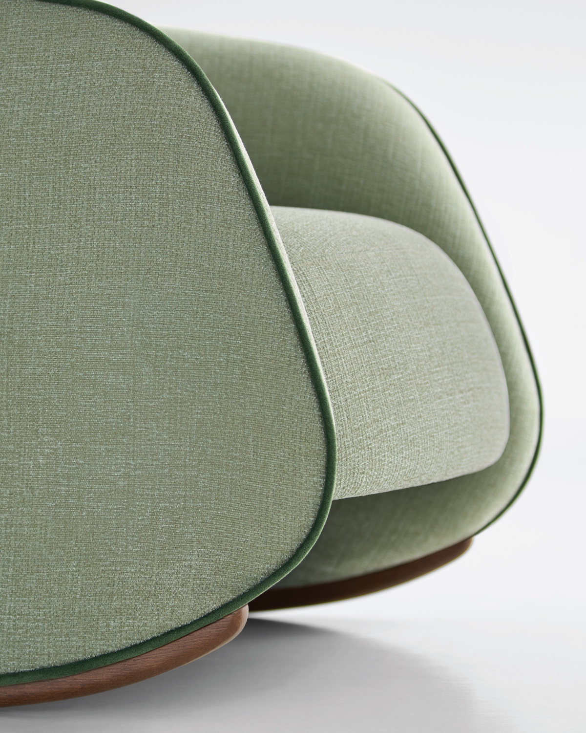 Close-up of green rocking chair