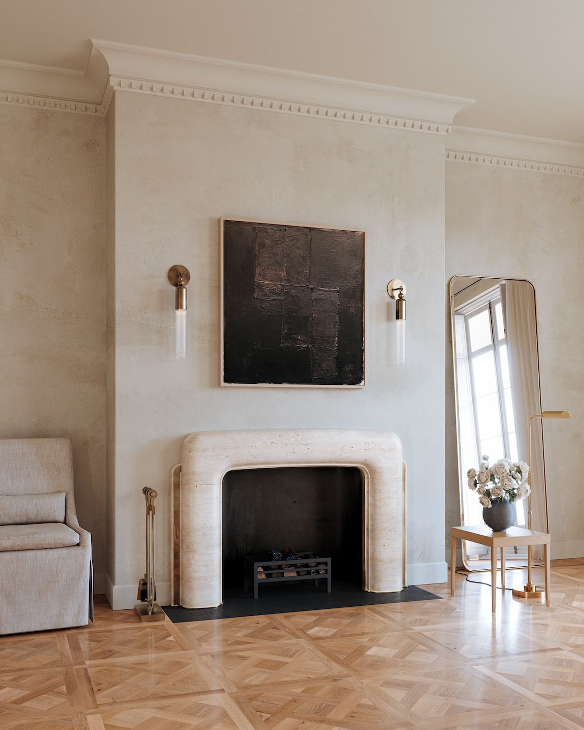 White fireplace