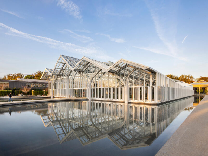 Longwood Gardens’ new West Conservatory building, designed by WEISS/MANFREDI, is home to a Mediterranean-inspired garden, designed by Reed Hilderbrand.