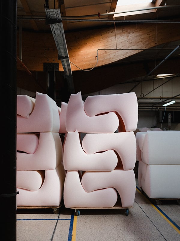 Stacked Togo Sofas at Ligne Roset's factory