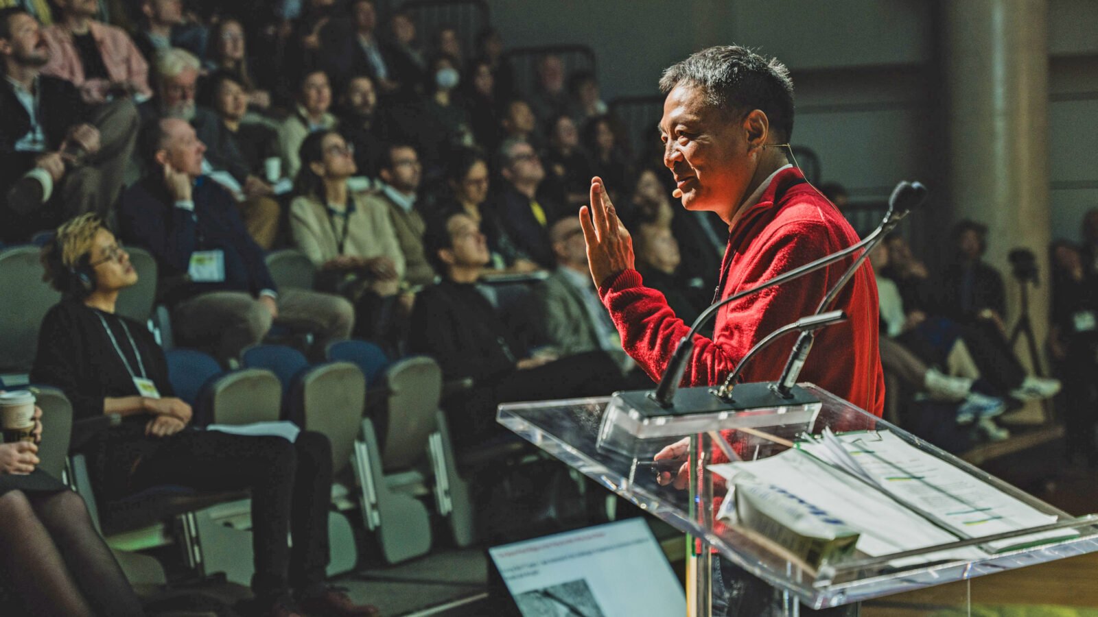 Kongjian Yu delivers a keynote presentation at the Human/Nature conference.