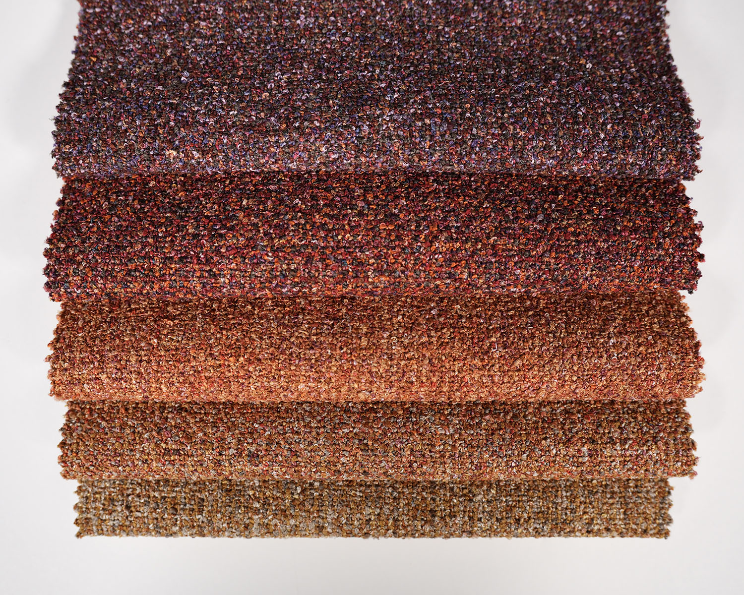 Five new soft and richly textured patterns from Supreen includes a multicoloured bouclé