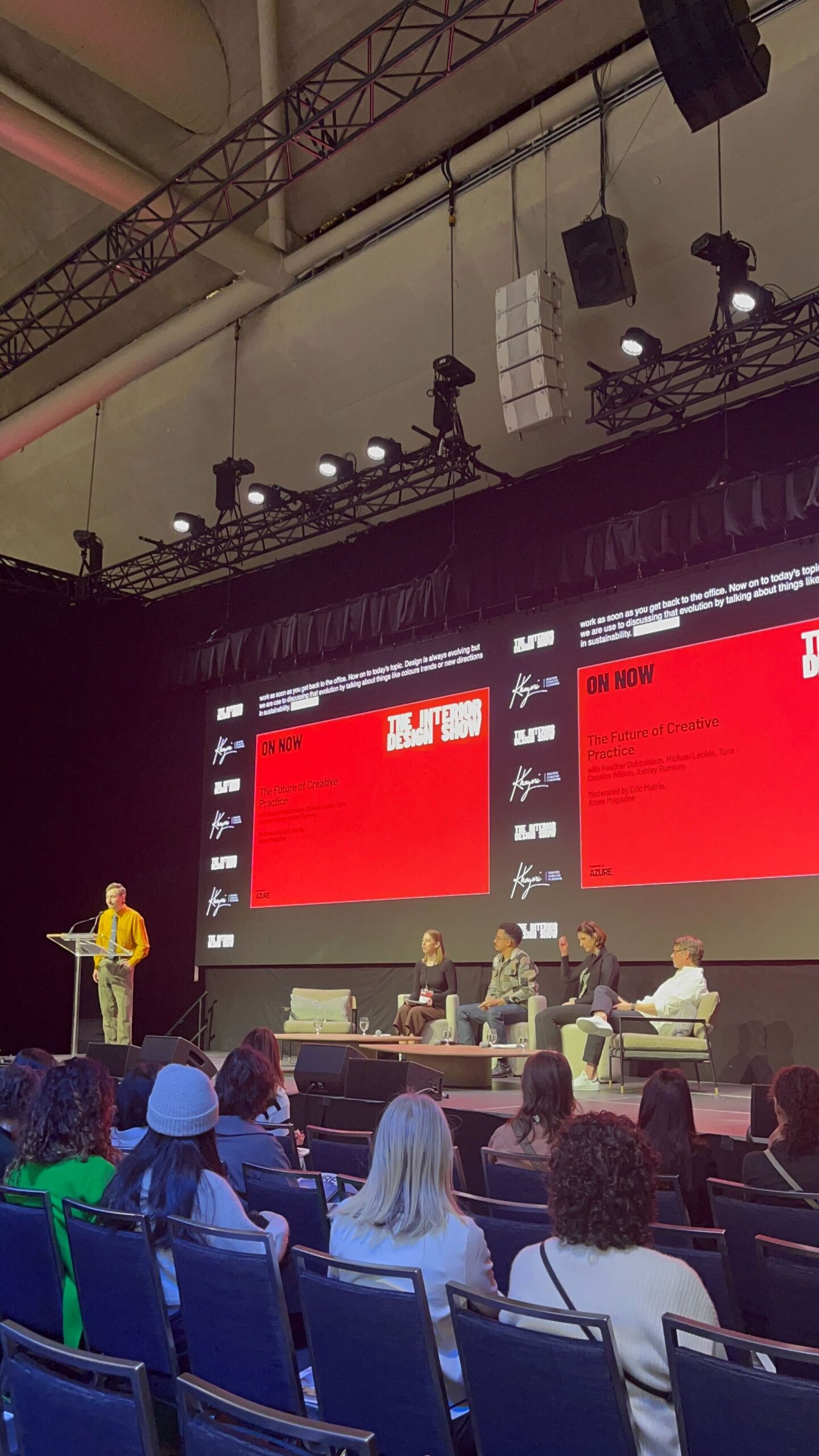 Eric Mutric of Azure moderating panel discussion between Heather Dubbelman, Michael Leckie, Tura Cousins Wilson and Ashley Rumsey at IDS 2025.
