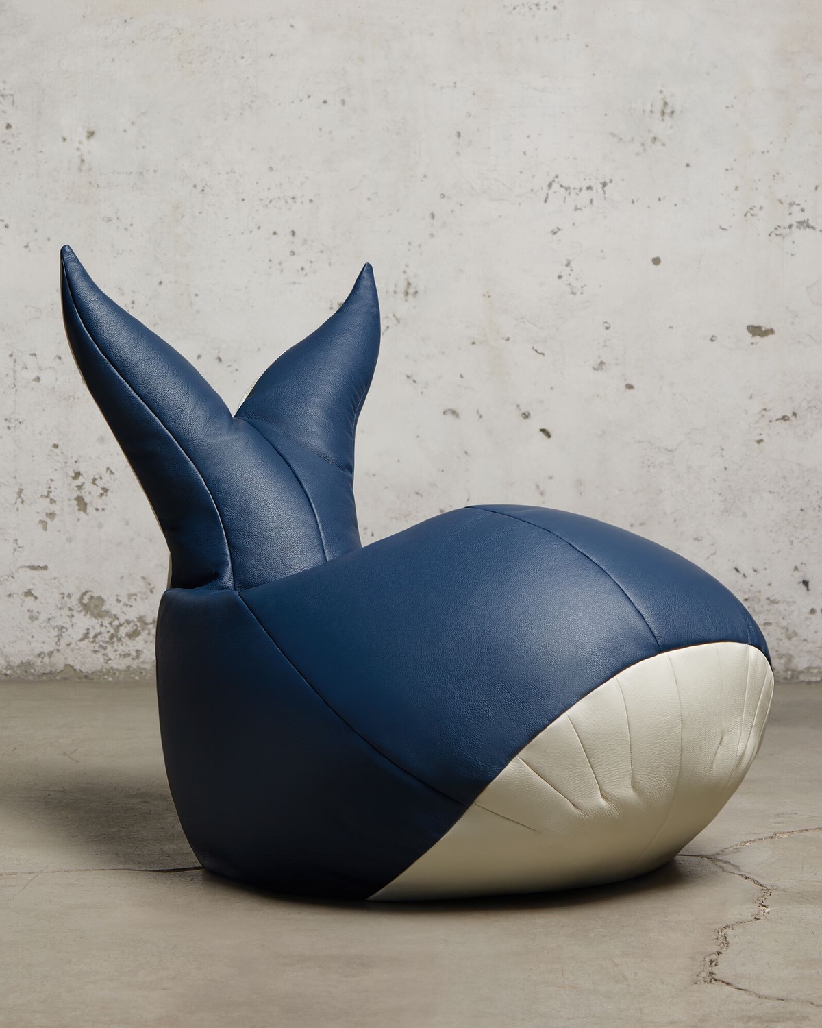 A whale-shaped beanbag chair.