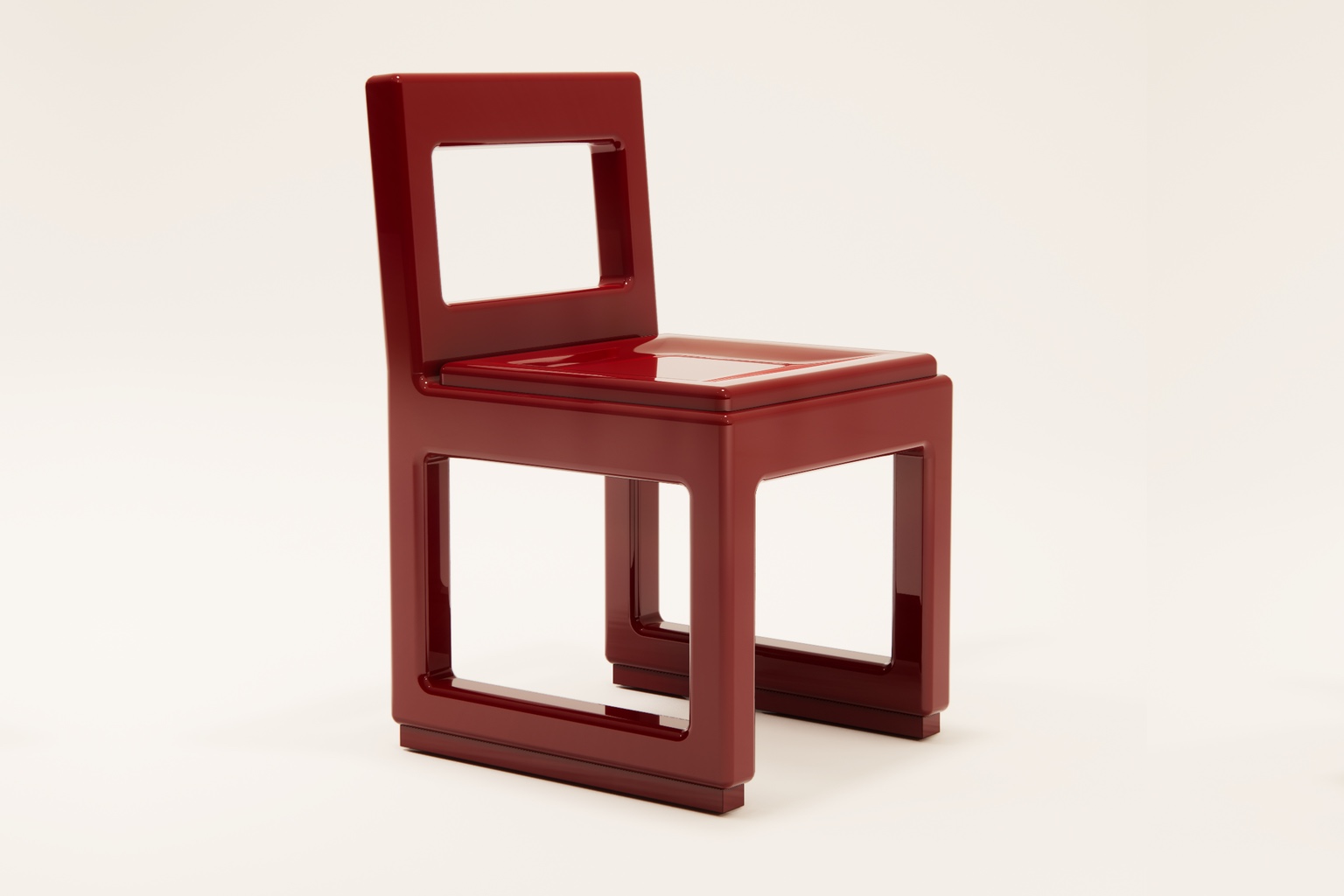 A glossy red chair — one of the best designs of Design Miami and Alcova Miami 2024.