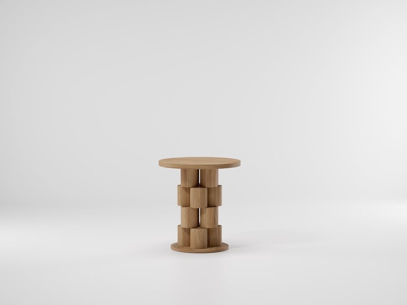 Circular wooden accent table