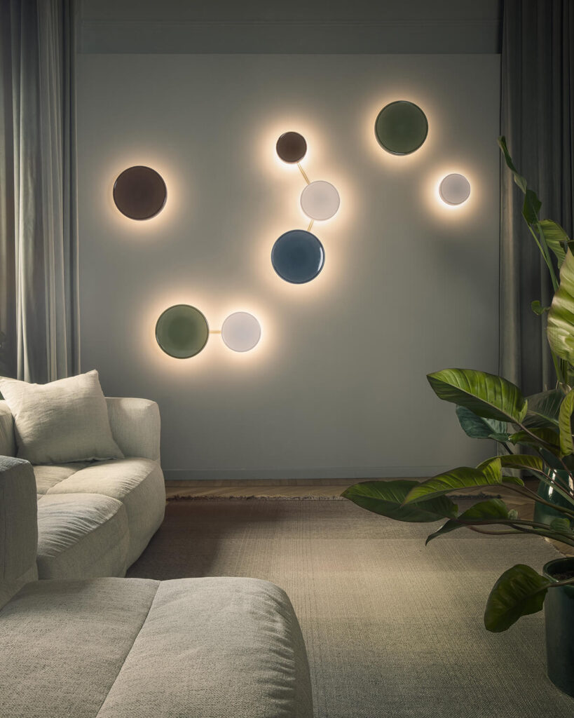 Caramel lights by Marset in a living room