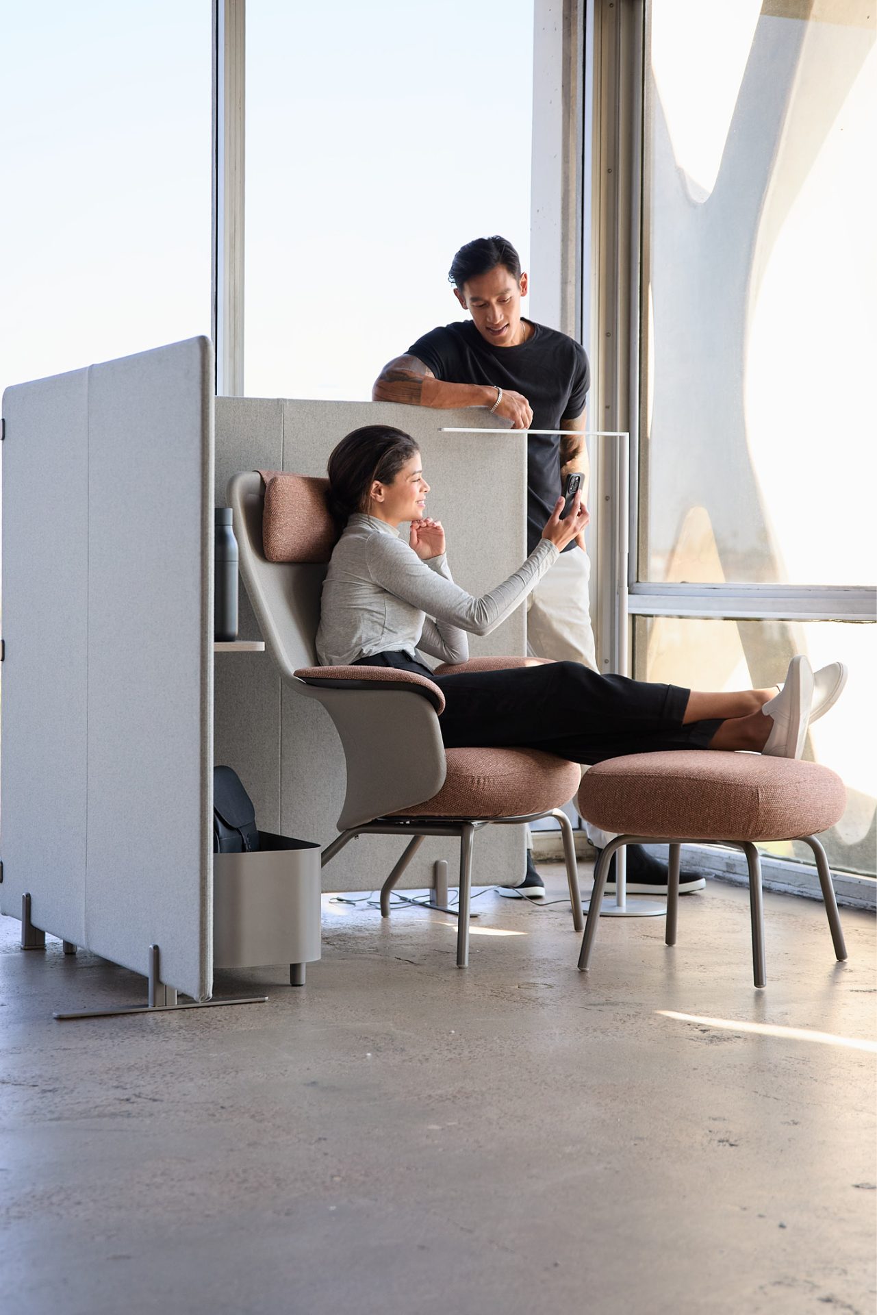 Aarea lounge chair and Shade Screen are designed for an era of workplace uncertainty.