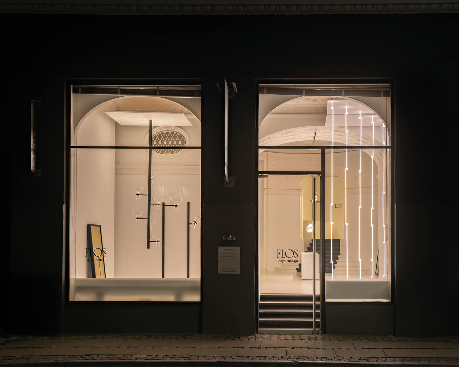 Flos showroom window at 3daysofdesign 2025.