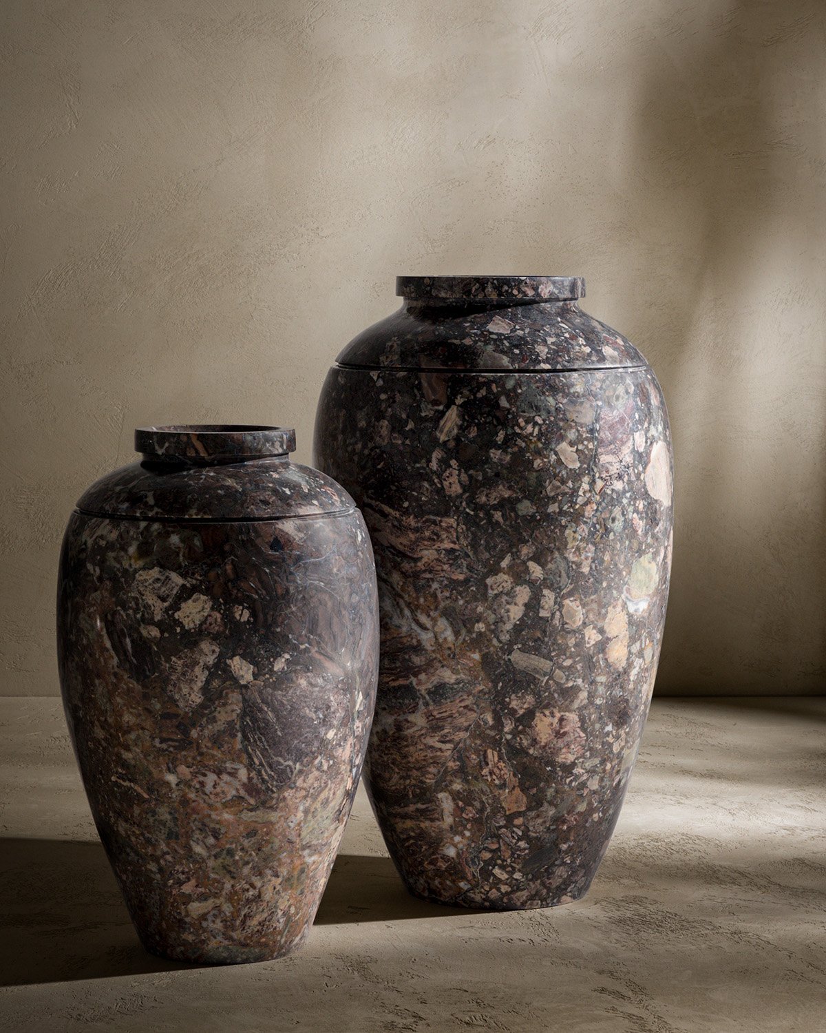 Dawn and Precious vases from Kreoo and carved from solid blocks of marble