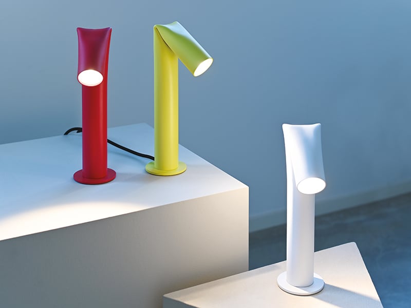 Red, yellow and white Bender table lamps by Axolight