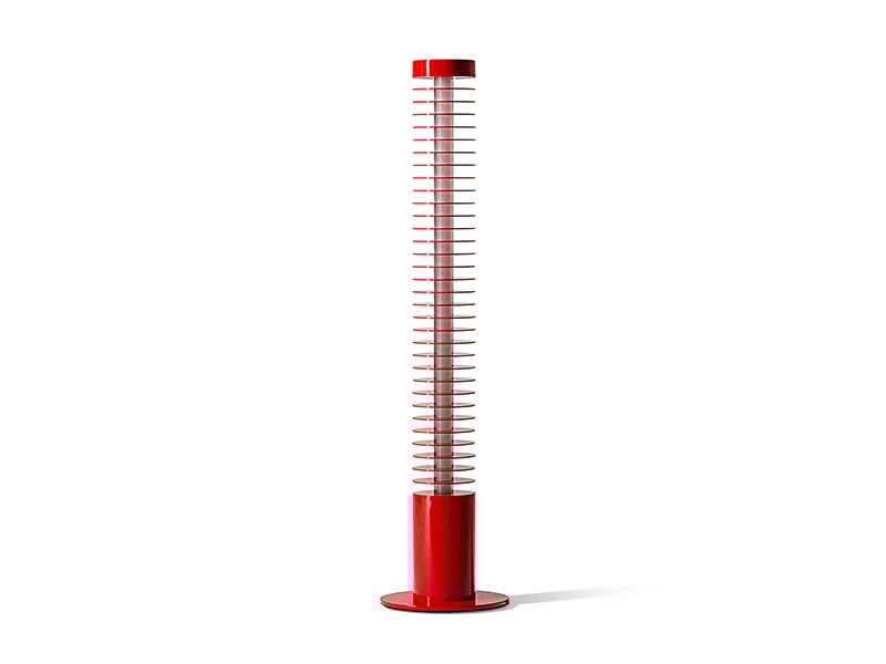 Red Iride floor lamp by Cassina in a white room