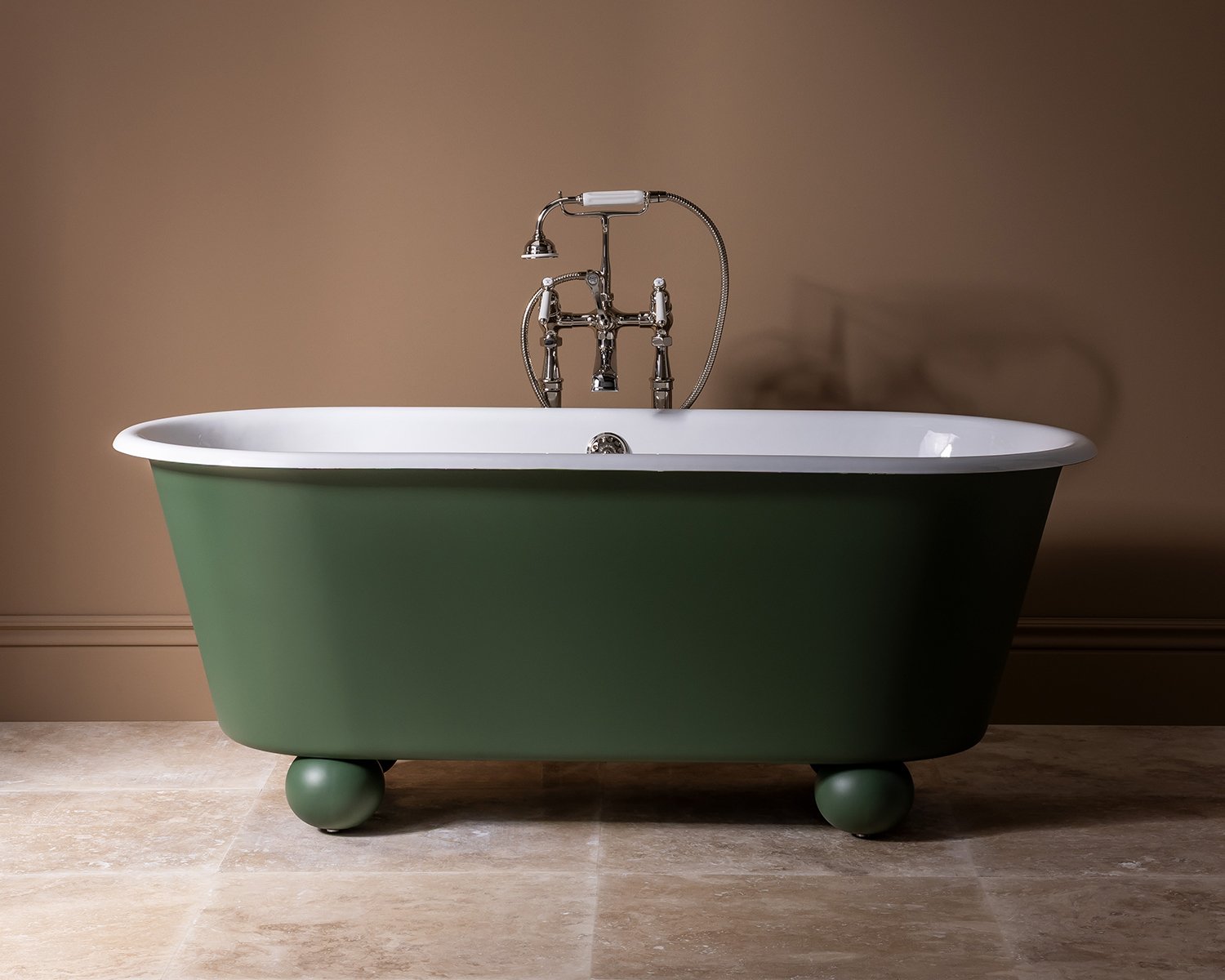 Green Stour by Drummonds tub in a brown room